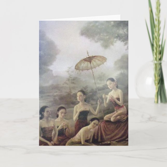 Thailändskt antikt kort för stiltryckhälsning (Framsida)