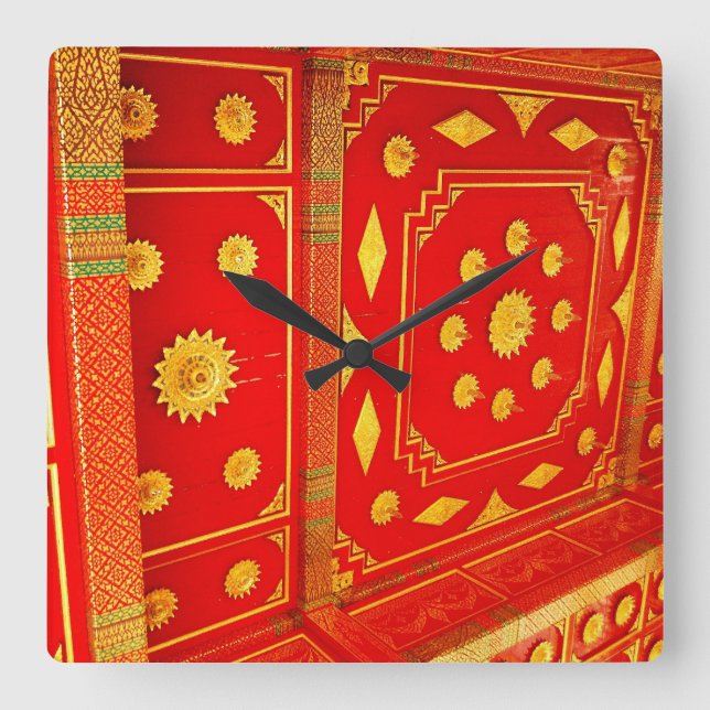 Thailändskt Pavillion tak Fyrkantig Klocka (Framsida)