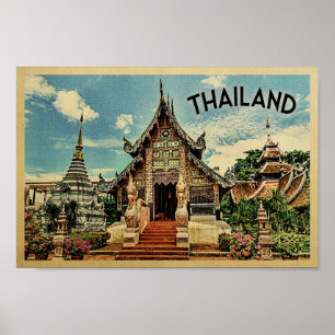 Thailändskt tempel för Thailand affischvintage Poster
