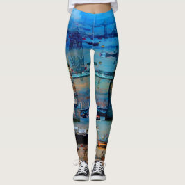 Thames Memories of Torn Bridge, London England Leggings