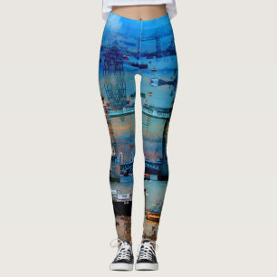 Thames Memories of Torn Bridge, London England Leggings