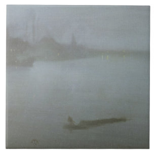 Thames - Nocturne i blått och silver, c.1872/8 (o Kakelplatta