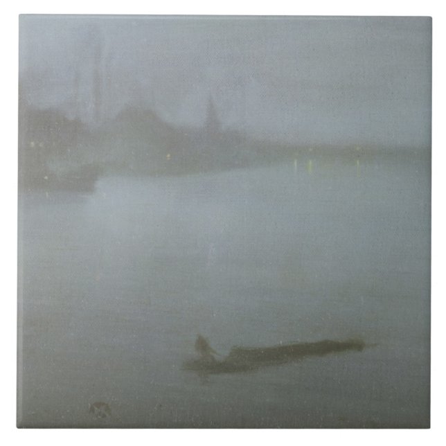 Thames - Nocturne i blått och silver, c.1872/8 (oi Kakelplatta (Framsidan)