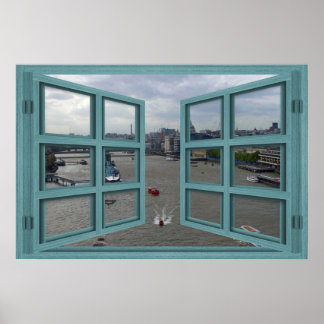 Thames River genom ett 6-fönsterfönster Poster