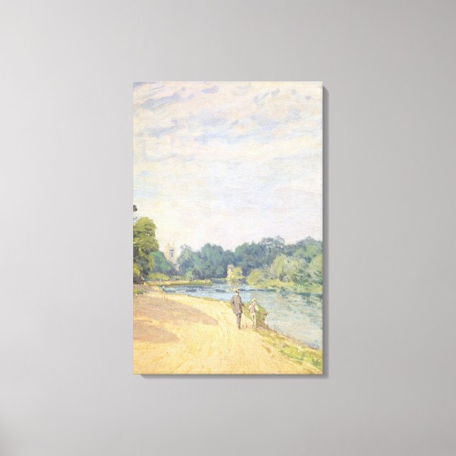 Thames with Hampton Church, 1874 Canvastryck (Framsida)