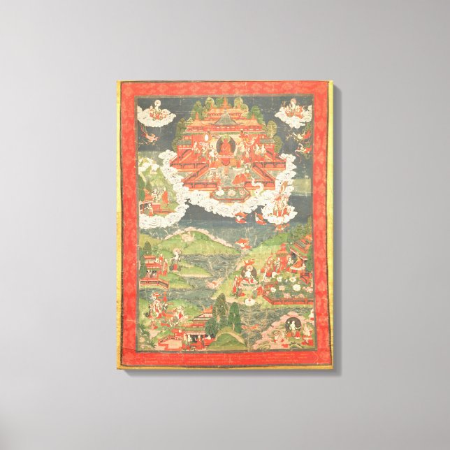 Thangka av Amitabhas paradise Canvastryck (Framsida)