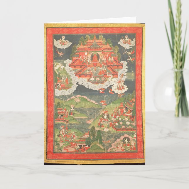 Thangka av Amitabhas paradise Kort (Framsida)