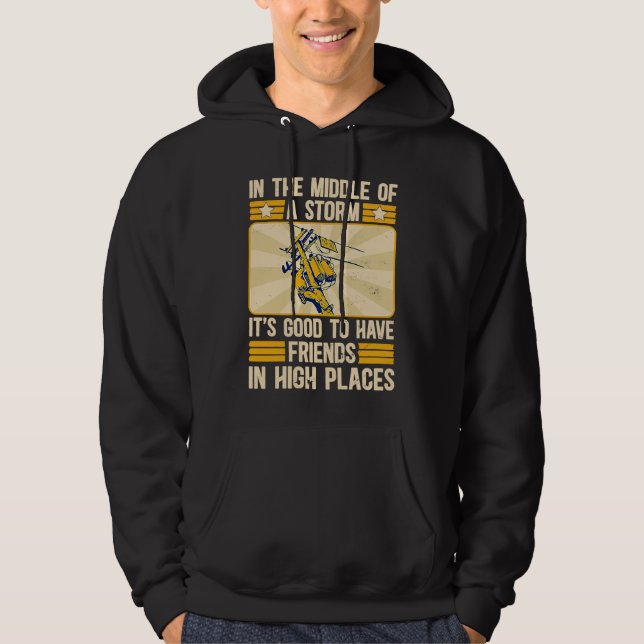 Thank A Lineman Quote Electrical Lineman Electrici Hoodie (Framsida)
