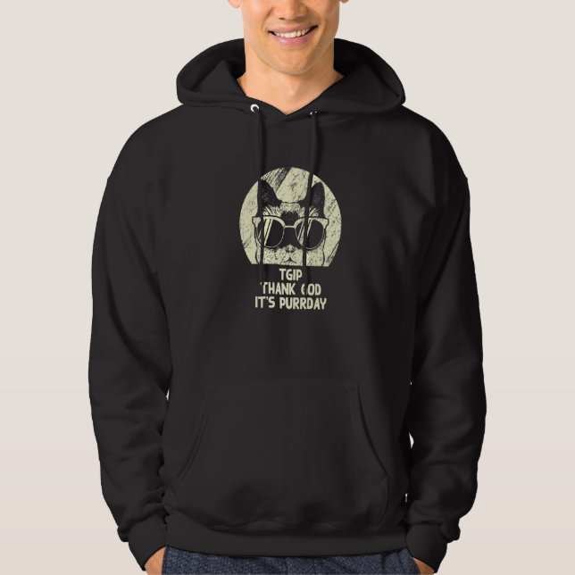 Thank God It's Purrday Cat  Weekend Kitten Rest Da Hoodie (Framsida)