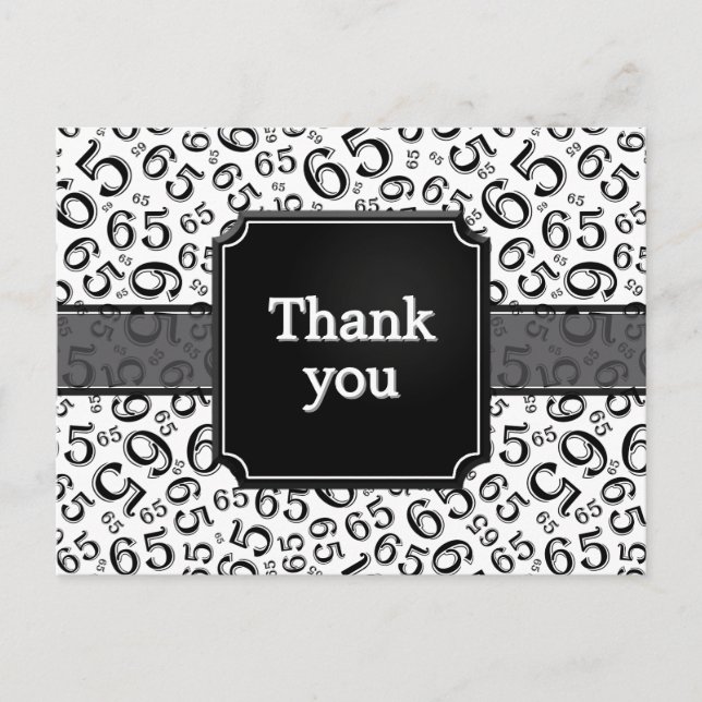Thank You 65 Number Pattern Black/White Vykort (Framsida)