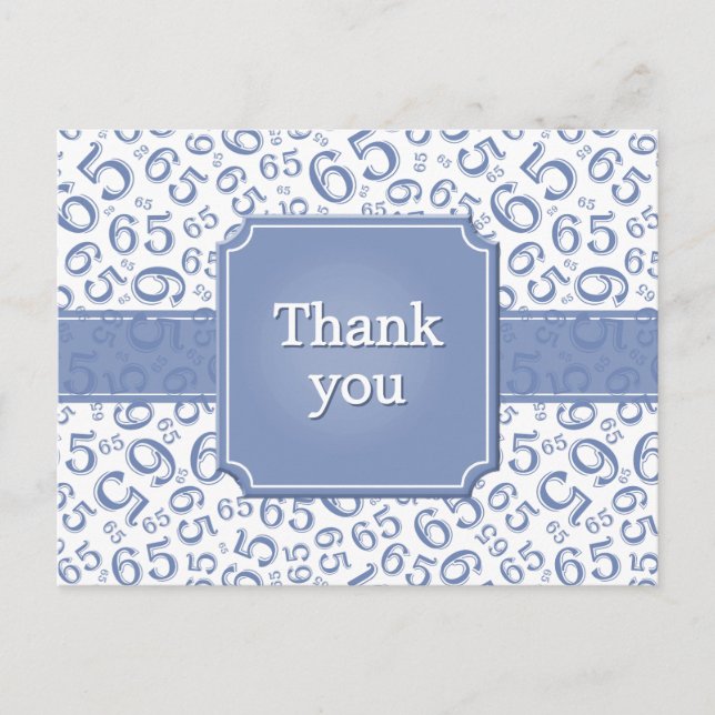 Thank You 65 Number Pattern Blue/White Vykort (Framsida)