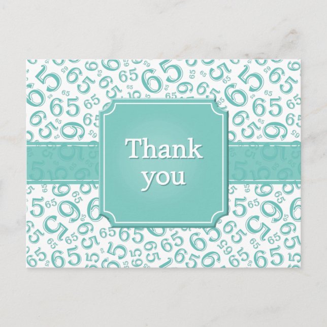 Thank You 65 Number Pattern Teal/White Vykort (Framsida)