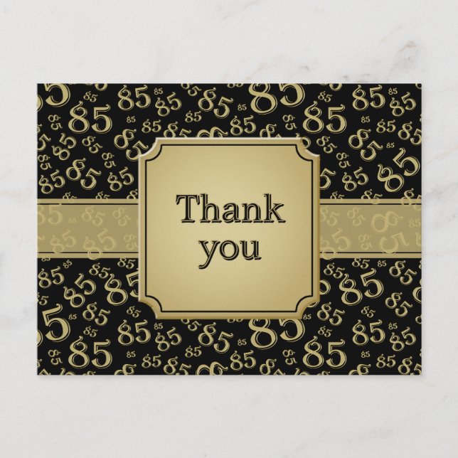 Thank You 85 Number Pattern Black/Gold Vykort (Framsida)