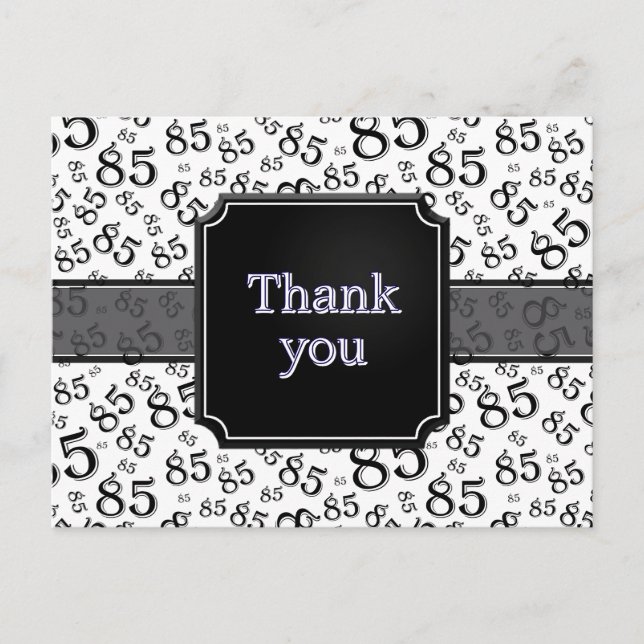 Thank You 85 Number Pattern Black/White Vykort (Framsida)