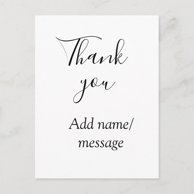 Thank you add name message simple stylish calligra vykort (Framsida)