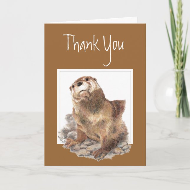 Thank You, Appreciation, Cute River Otter, Animal Tack Kort (Framsida)