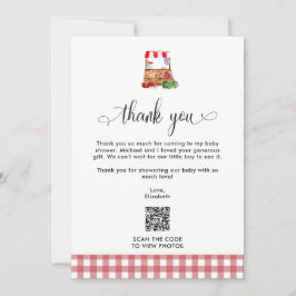 Thank you Baby Shower Locally Grown Farm QR Code Tack Kort