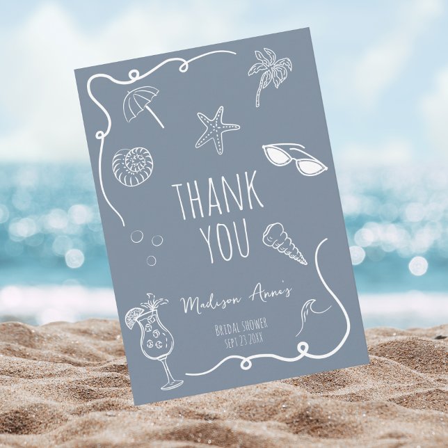 Thank You Beach Doodle Bridal Shower Card Tack Kort (Skapare uppladdad)
