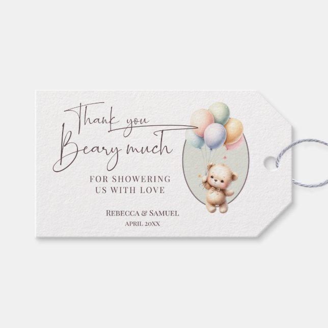Thank You Beary Much, Bearly Wait Baby Shower Presentetikett (Framsidan (Horisontell))