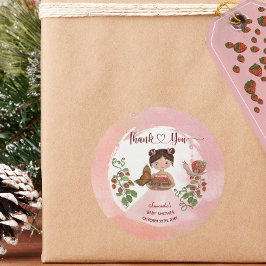 Thank You Berry Much Baby Shower Round Sticker Runt Klistermärke