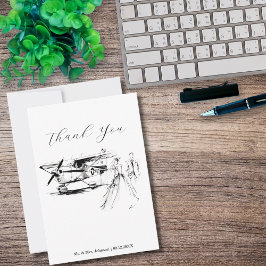 Thank you Black and White Travel Photo Wedding  Tack Kort