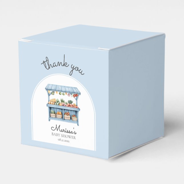 Thank You Blue Farmers Market Baby Boy Shower Presentaskar (Framsidan Sidan)