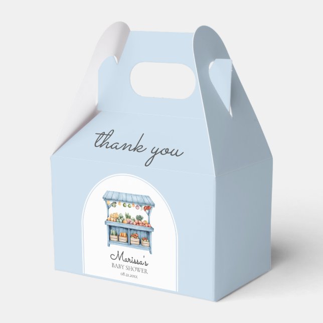 Thank You Blue Farmers Market Baby Shower Presentaskar (Framsidan Sidan)