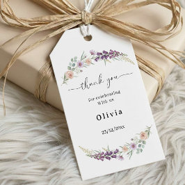 Thank You Boho Floral Baby Shower Wildflower  Presentetikett
