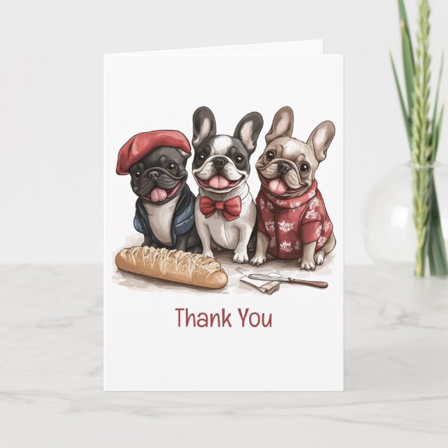 Thank You Bonjour French Bulldogs Tack Kort (Framsida)