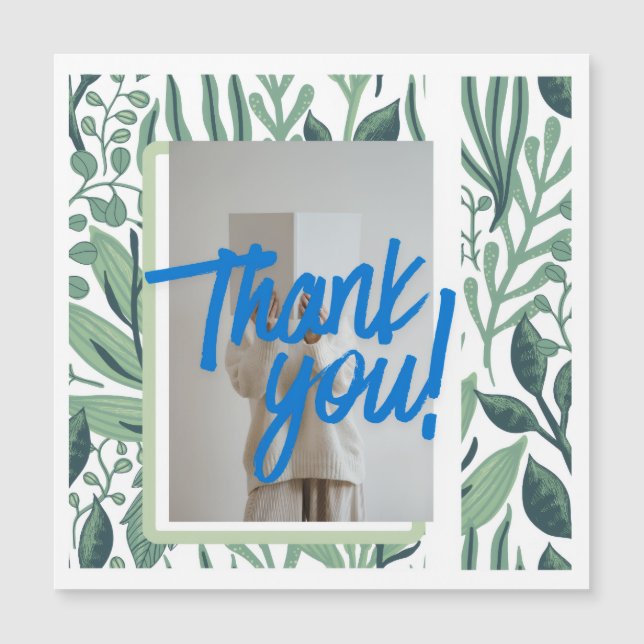 Thank You Botanical Greenery Card with Blue Brush  (Framsida)
