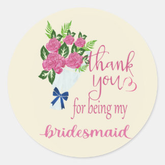 Thank you bridesmaid runt klistermärke