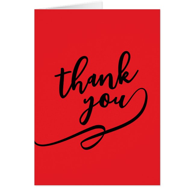 Thank You Bright Red Classical Unique Simple Card Hälsningskort (Framsidan)