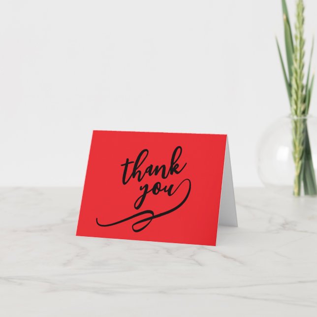 Thank You Bright Red Classical Unique Simple Card Tack Kort (Framsida)