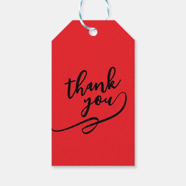 Thank You Bright Red Classical Unique Simple Presentetikett (Framsidan)