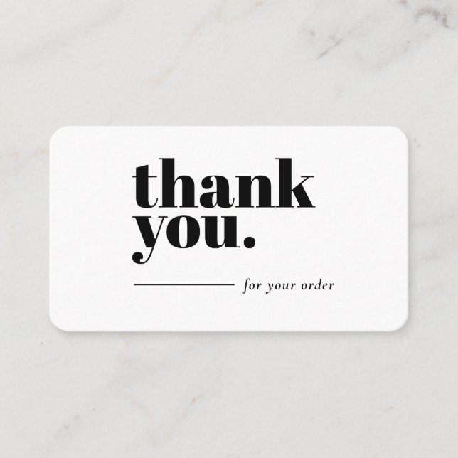 Thank You Business Card Plain Simple Gratitude Visitkort (Framsida)