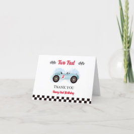 Thank you card 2nd Birthday Too Fast, Vintage Race Tack Kort