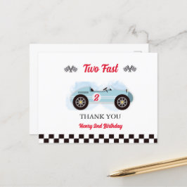 Thank you card 2nd Birthday Too Fast, Vintage Race Vykort