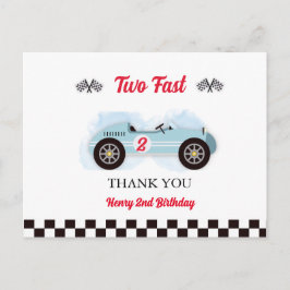 Thank you card 2nd Birthday Too Fast, Vintage Race Vykort