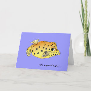 Thank You Card Cartoon Box Fish Greeting Tack Kort