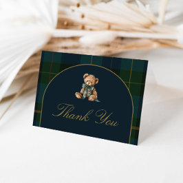 Thank You Card Classic Dark Green + Blue Plaid  Tack Kort