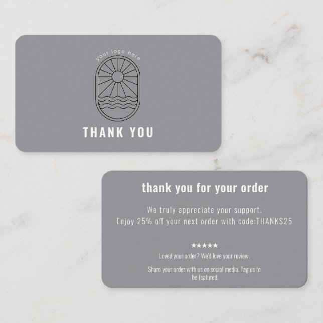 Thank You Card Discount Code Review Logo Business Visitkort (Fram/baksida)