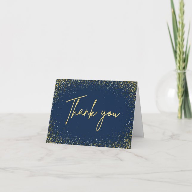 Thank you card Elegant 75th Navy Gold  Tack Kort (Framsida)