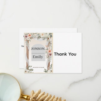Thank You Card Elegant Wedding Tack Kort