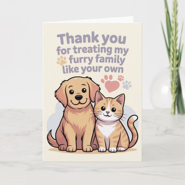 Thank You Card for Pet Sitter or Veterinarian Kort (Framsida)