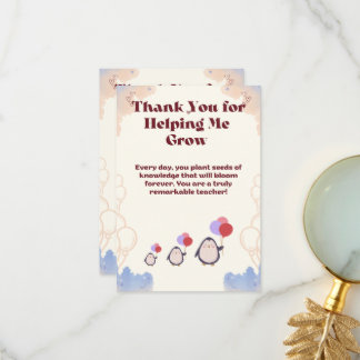 Thank you card for teachers. tack kort