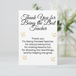 Thank you card for teachers tack kort