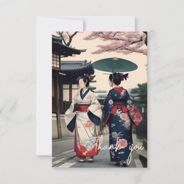 Thank You Card – Kyoto Kimono Spring Walk Tack Kort (Framsida)