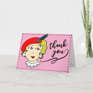 Thank you card, vintage style, folded card. kort