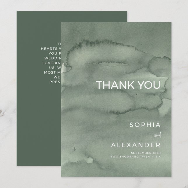  Thank You Card Wedding.  Tack Kort (Fram/baksida)