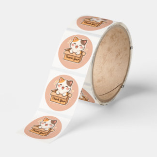 Thank You Cat Sticker Roll for Handmade Packaging Runt Klistermärke